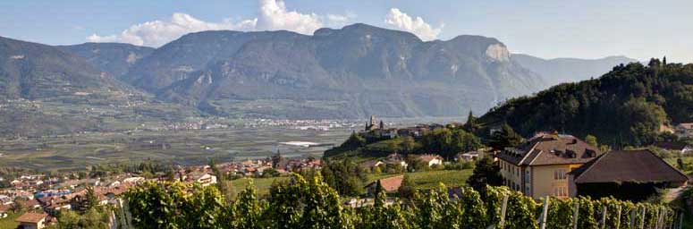 Das Panorama von Tramin, Südtirols Süden