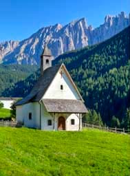 A pretty Church in the Catinaccio Latemar mountains, Dolomites
