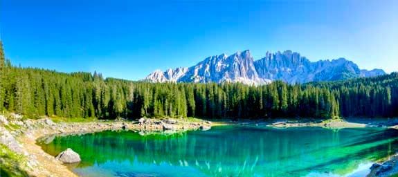 Carezza lake and its emerald green waters