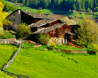 Typical architecture in the Martello valley, South Tyrol