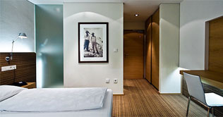 Design bedroom at the Hotel Sonne at San Lorenzo di Sebato