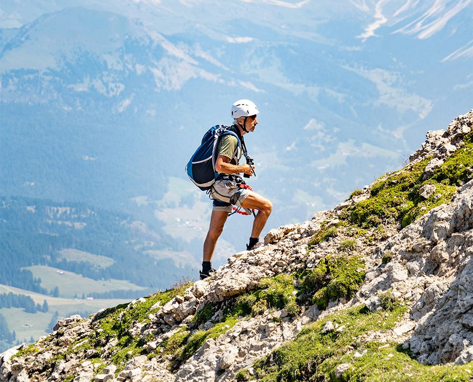 A person was hiking on a mountain