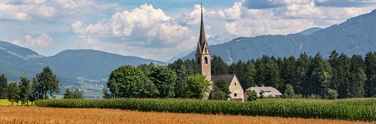 Die Felder rund um den Ort Pfalzen