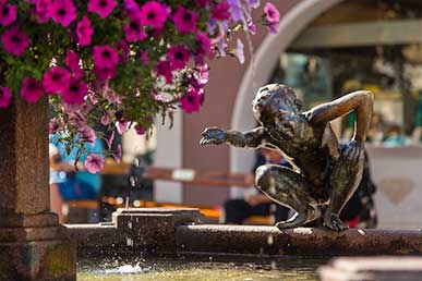 The fountain in the center of the town