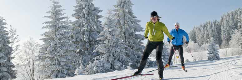 Turisti che fanno sci di fondo sulle piste innevate