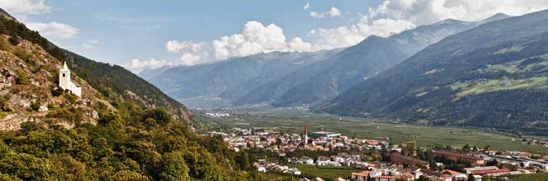 Il paese di Silandro vista dall'alto