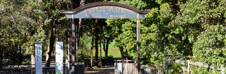 Entrata del Kurpark a Villabassa, il parco del benessere
