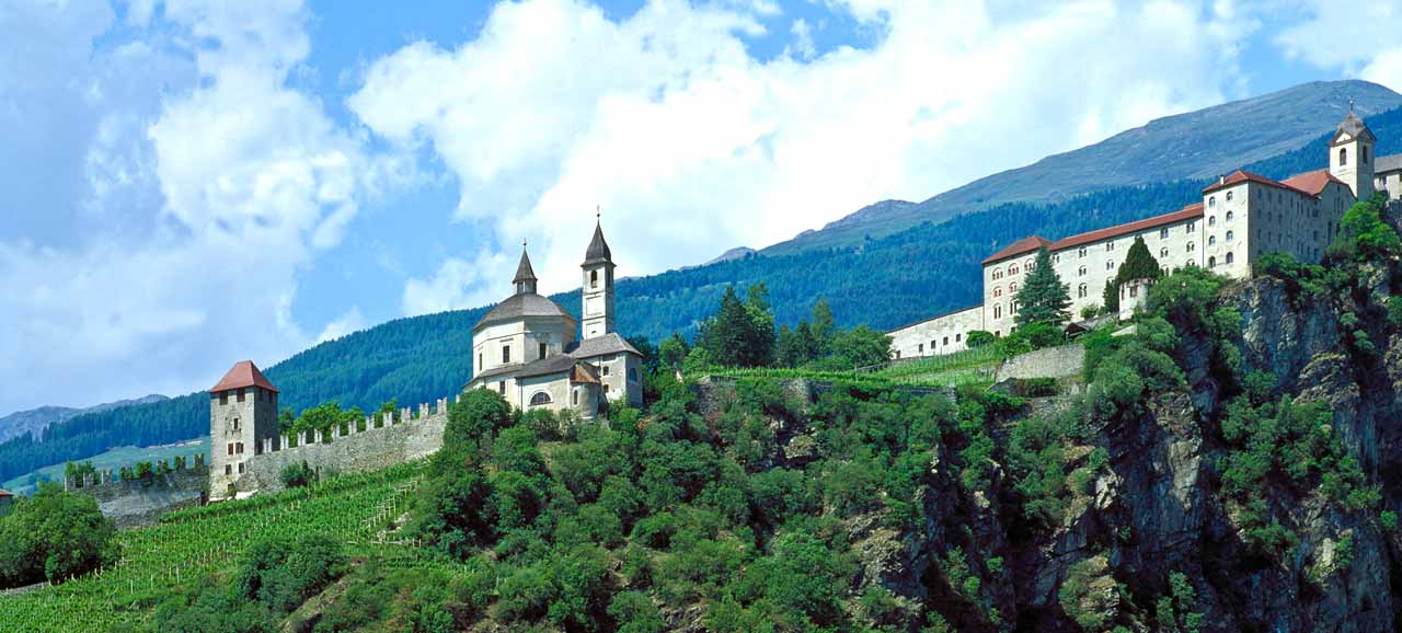 View of the ancient Sabiona monastery, in Chiusa