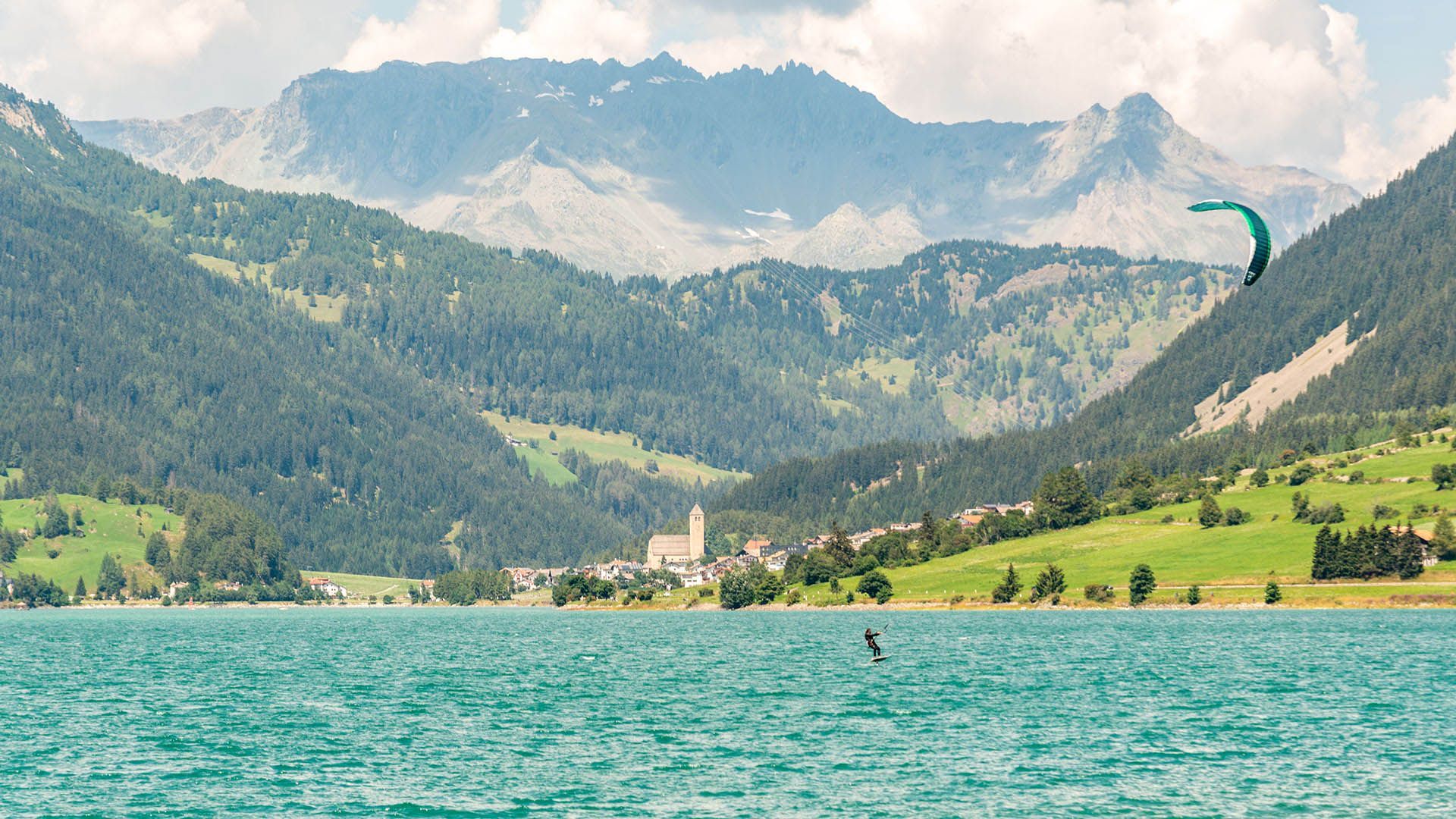 The village of Resia on Lake Resia