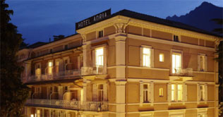 Night view of the Hotel Adria at Merano