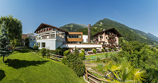 Alpenhof and sunbeds in front of the hotel